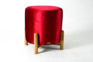 Puff Ernest Super Luxo Redondo Para escritório/recepção/casa Veludo Vermelho