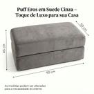 Puff Eros Suede Cinza 90cm Banco Decorativo Confortável Puff Eros Suede Cinza 90cm Banco Decorativo Confortável