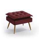 Puff Estofado Decorativo Lunar para Sala de Estar Sued Bordô Aradecor