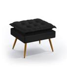 Puff Estofado Decorativo Lunar para Sala de Estar Sued Preto Aradecor