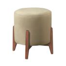 Puff Estofado Decorativo para Sala Redondo Eloá Linho