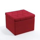 Puff Estofado Decorativo Quasar Com Capitonê Para Sala de Estar Sued Vermelho Aradecor