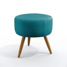 Puff Estofado Solar Sued Azul Turquesa Aradecor