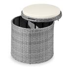 Puff Exterior Redondo de Mimbre Gris/Crema - Best Choice Products