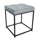 Puff Industrial Cubo Suede Cinza