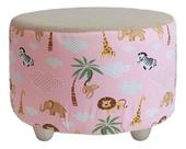 Puff Infantil Safari Rosa Banquinho Macio Decorativo