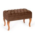 Puff Inglês Retangular com Pés Estilo Luiz XV - 4002 Preebel Marrom