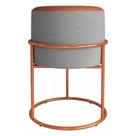 Puff Iron Em Couro E Linho Base Cobre Metalizado Cinza/Caramelo