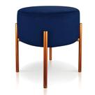 Puff Iron Suede Azul Marinho Base Metálica Cobre