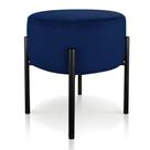 Puff Iron Suede Azul Marinho Base Preto Palito Puff Iron Suede Azul Marinho Base Preto Palito
