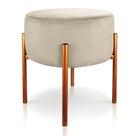 Puff Iron Suede Bege Base Metálica Cobre Puff Iron Suede Bege Base Metálica Cobre