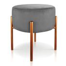 Puff Iron Suede Grafite Base Metálica Cobre Puff Iron Suede Grafite Base Metálica Cobre