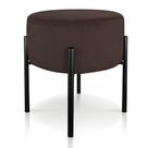 Puff Iron Suede Marrom Base Preto Palito Puff Iron Suede Marrom Base Preto Palito
