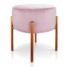 Puff Iron Suede Rosa Bebê Base Metálica Cobre Puff Iron Suede Rosa Bebê Base Metálica Cobre