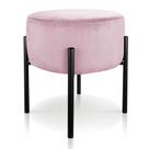 Puff Iron Suede Rosa Bebê Base Preto Palito