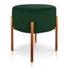 Puff Iron Suede Verde Base Metálica Cobre Puff Iron Suede Verde Base Metálica Cobre