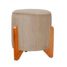Puff Jade Pés de Madeira Suede Cappuccino - Belliv Decor