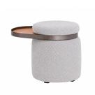 Puff Linen com Mesa Auxiliar Aro Titânio Poliéster Bouclé Cinza - Sallar Home
