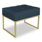 Puff Lisa Suede Azul Marinho Base Metálica Industrial Dourado - Pallazio Puff Lisa Suede Azul Marinho Base Metálica Industrial Dourado - Pallazio