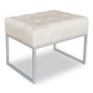 Puff Lisa Suede Bege Base Metálica Industrial Prata - Pallazio