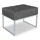 Puff Lisa Suede Grafite Base Metálica Industrial Prata - Pallazio