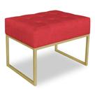 Puff Lisa Suede Vermelho Base Metálica Industrial Dourado - Pallazio Puff Lisa Suede Vermelho Base Metálica Industrial Dourado - Pallazio