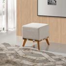 Puff Liso com Base Madeira D26 Soft Linho Sofatec