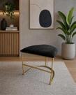 Puff Luh Base Metal Dourado Tecido Veludo Premium Varias cor Cor: Veludo Preto