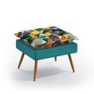 Puff Lunar Sued Estampado Colorido e Azul Turquesa Aradecor Puff Lunar Sued Estampado Colorido e Azul Turquesa Aradecor