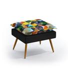 Puff Lunar Suede Estampado Colorido e Preto Aradecor