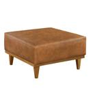 Puff Luxo material sintético Retangular Base Mesa Madeira Lar & Estilo
