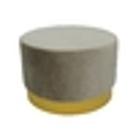 Puff Metal Dourado 40x60cm Estofado Cinza Luxo