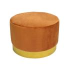 Puff Metal Dourado 40x60cm Estofado Laranja Luxo