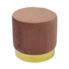 Puff Metal Dourado 45cm Estofado Lilás Moderno Luxo