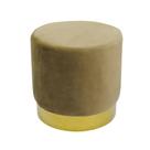 Puff Metal Dourado 45cm Estofado Marrom Moderno Luxo