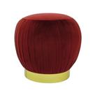 Puff Metal Dourado Estofado Vermelho Redondo Luxo
