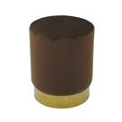 Puff Metal Redondo Dourado Estof Marrom Base Dourada Luxo