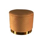 Puff Moderno Base Metal Dourado Tecido Texturizado Formosa