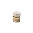 Puff Moderno Bege Metal Dourado c Franjas Formosa