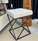 Puff moderno quadrado preto com tecido linho relevo 40x55cm - Primor