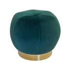 Puff Moderno Redondo Estofado Verde Botonê Luxo