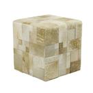 Puff Mosaico em Patchwork de Couro Areia Puff Mosaico em Patchwork de Couro Areia