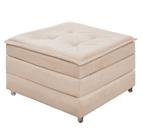 Puff Multifuncional Baú Com rodizio Para Sala Que Vira Cama Colchão De Solteiro Dobravel Estofados Bege Decoração
