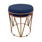 Puff Multiuso Com Mesa 2 Em 1 Suede Azul Marinho Base Cobre