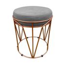 Puff Multiuso Com Mesa 2 Em 1 Suede Grafite Base Cobre