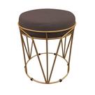 Puff Multiuso Com Mesa 2 Em 1 Suede Marrom Base Dourado