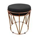 Puff Multiuso Com Mesa 2 Em 1 Suede Preto Base Cobre