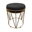 Puff Multiuso Com Mesa 2 Em 1 Suede Preto Base Dourado