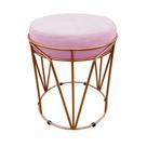 Puff Multiuso Com Mesa 2 Em 1 Suede Rosa Bebê Base Cobre