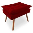 Puff Opala Pés Palito Veludo Vermelho - Kimi Design